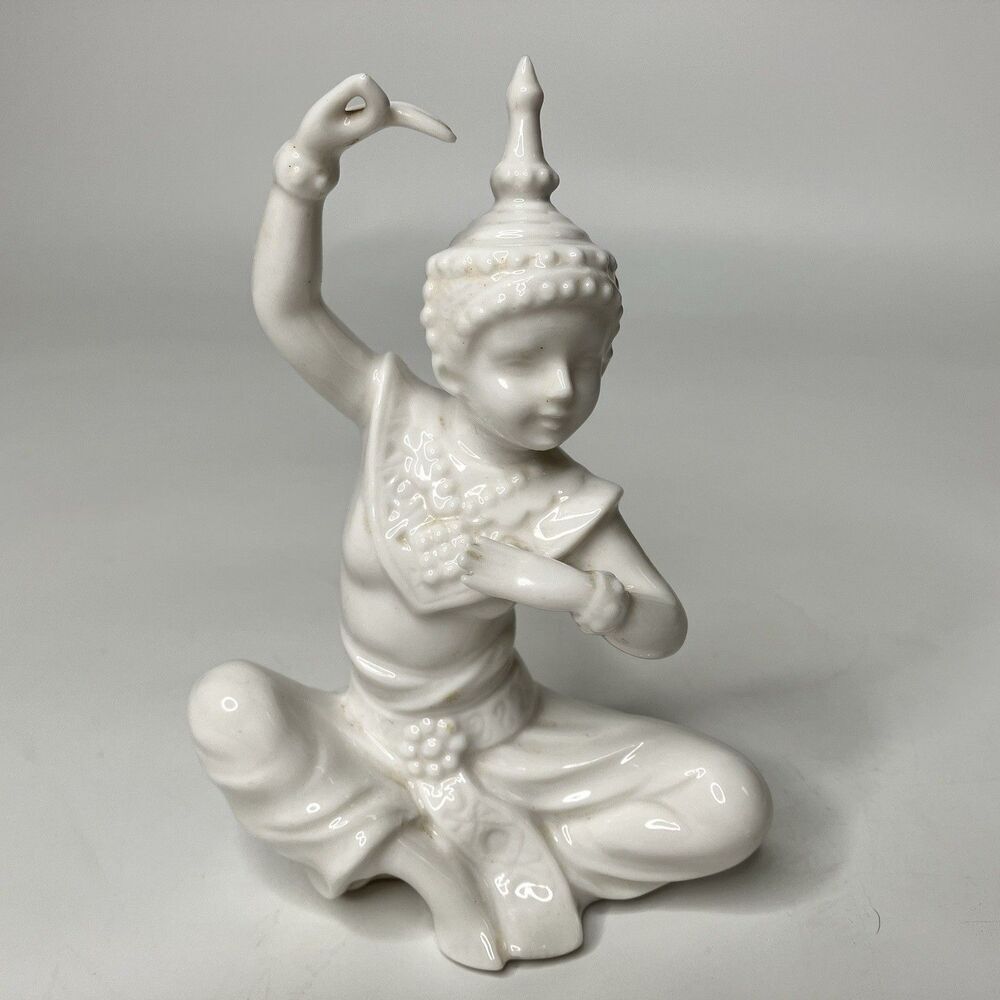 Vtg Ardalt Lenwile Japan Ceramic Thai Dancer Figure #6847 White 5" x 3 1/2" Tag